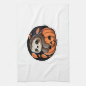 luiaard pompoen Halloween sticker Oversized T-Shir Theedoek (Verticaal)