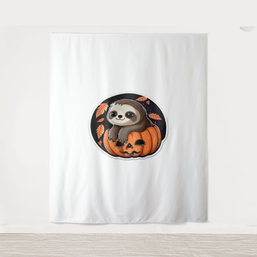 luiaard pompoen Halloween sticker Oversized T-Shir Wandkleed (Voorkant)