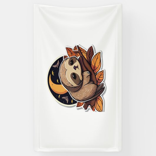 luiaard pompoen Halloween sticker stijl 2 Classic  Spandoek (Verticaal)