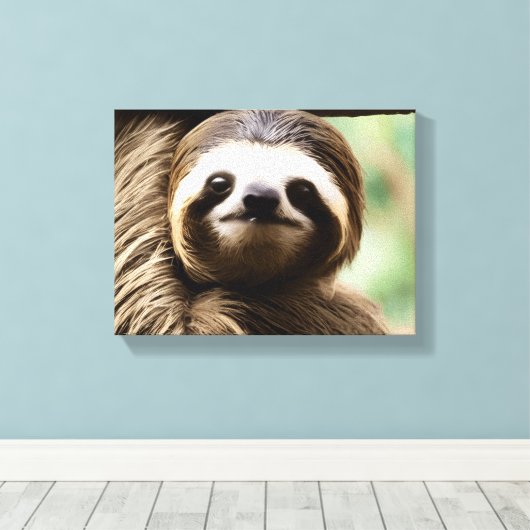 luiaard portret canvas afdruk (Insitu (Houten vloer))