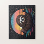Luiaard portret met zonsondergang legpuzzel (Verticaal)