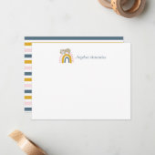 Luiaard Regenboog Briefpapier Set Notitiekaartje (Voorkant / Achterkant in situ)