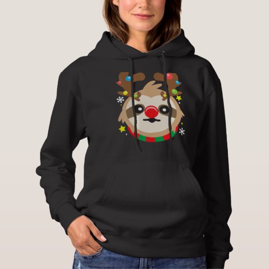 luiaard rendieren grappig schattig kerst hoodie (Voorkant)