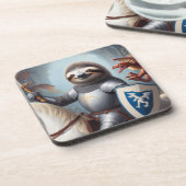 Luiaard ridder vechten draken bier onderzetter (Linkerzijde)