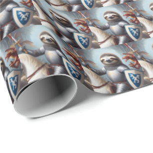 Luiaard ridder vechten draken cadeaupapier