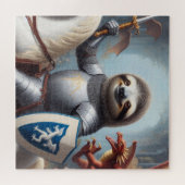 Luiaard ridder vechten draken legpuzzel (Horizontaal)