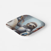 Luiaard ridder vechten draken papieren bordje (Gebogen)