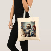 Luiaard ridder vechten draken tote bag (Voorkant (product))
