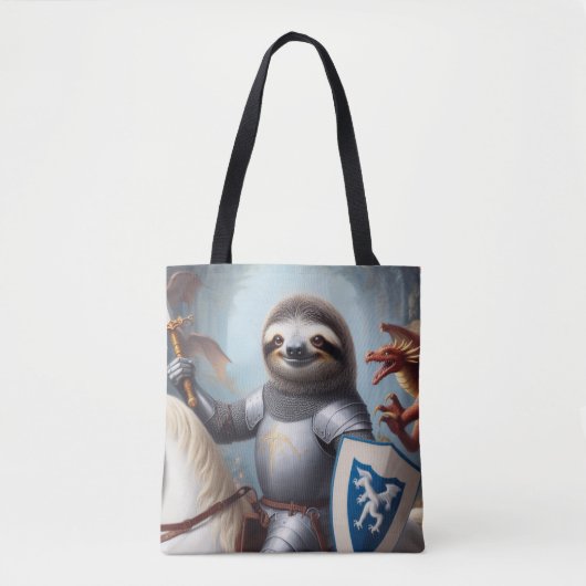 Luiaard ridder vechten draken tote bag (Voorkant)
