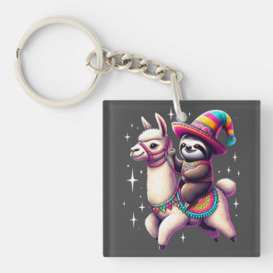 Luiaard Rijden op Llama Leuke Dieren Kinder Jongen Sleutelhanger