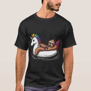 Luiaard rijdend op een eenhoorn drijvend t-shirt