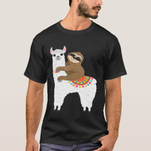 Luiaard rijdt Lama Beste Vrienden Dierenliefhebber T-shirt