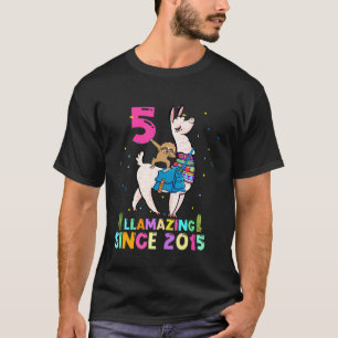 Luiaard rijdt Lama Geweldig 5 Jaar Oud 5e Verjaard T-shirt