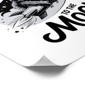 Luiaard rijdt met een raket naar de maan poster (Hoek)