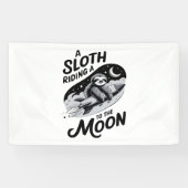 Luiaard rijdt met een raket naar de maan spandoek (Horizontaal)