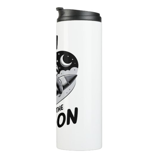 Luiaard rijdt met een raket naar de maan thermosbeker (Geroteerd rechts)