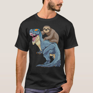 Luiaard rijdt op Dinosaurus T-Rex Grappig Luie Die T-shirt