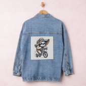 Luiaard rijdt op fiets denim jacket (Hangar)