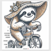 Luiaard rijdt op fiets sticker (Vel)