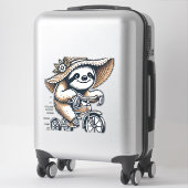 Luiaard rijdt op fiets sticker (Koffer)