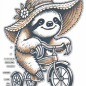Luiaard rijdt op fiets sticker (Voorkant)
