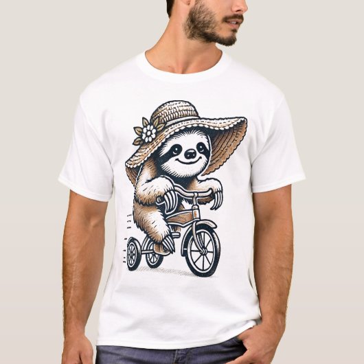 Luiaard rijdt op fiets t-shirt (Voorkant)