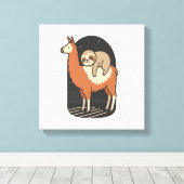 Luiaard rijdt op lama canvas afdruk (Insitu (Houten vloer))