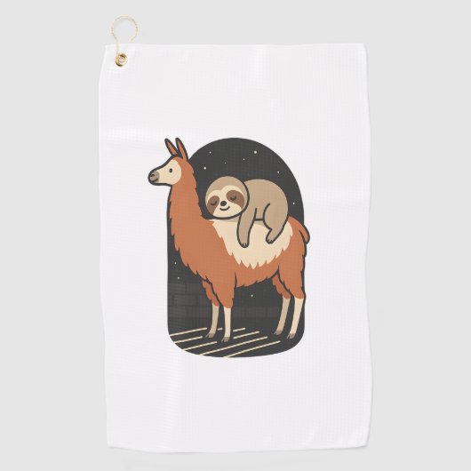 Luiaard rijdt op lama golfhanddoek (Voorkant)