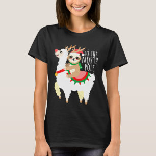 Luiaard rijdt op lama rendier Kerstmis T-shirt
