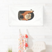 Luiaard rijdt op lama spandoek (Insitu)