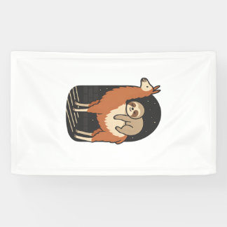 Luiaard rijdt op lama spandoek