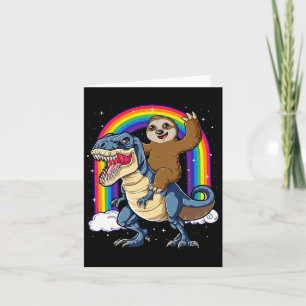 Luiaard rijdt op T-rex dinosaurus regenboog grappi Kaart