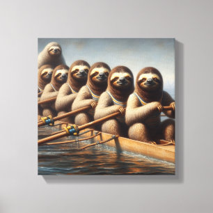 Luiaard Roei Team Canvas Afdruk