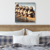 Luiaard Roei Team Canvas Afdruk (Insitu (Slaapkamer))