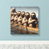 Luiaard Roei Team Canvas Afdruk (Insitu (Houten vloer))