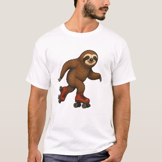 Luiaard Roller Skates Schaatsen T-shirt (Voorkant)