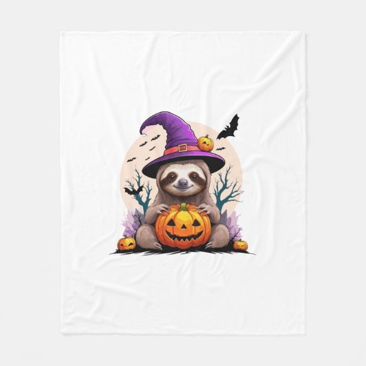 Luiaard Roze Hoed Halloween Fleece Deken (Voorkant)