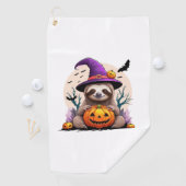 Luiaard Roze Pet Halloween Golfhanddoek (Insitu)