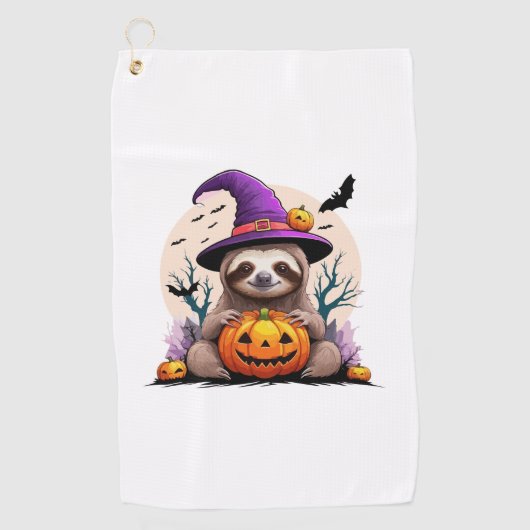 Luiaard Roze Pet Halloween Golfhanddoek (Voorkant)