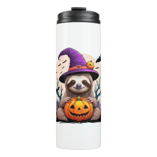Luiaard Roze Pet Halloween Thermosbeker (Voorkant)