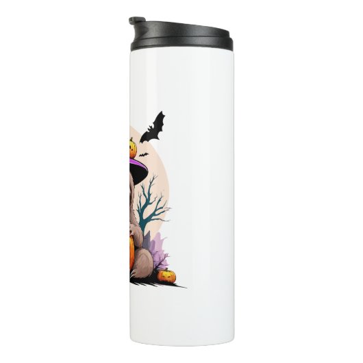 Luiaard Roze Pet Halloween Thermosbeker (Geroteerd rechts)