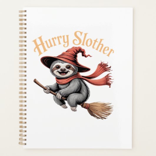 Luiaard Schattige Halloween Heks Grappige Essentië Planner (Voorkant)