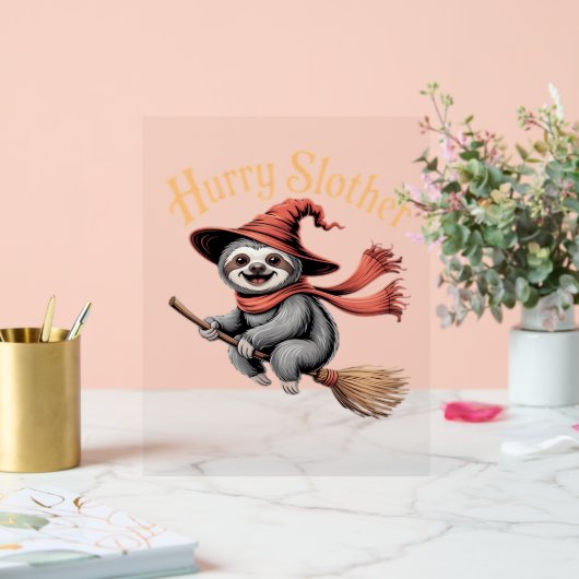 Luiaard Schattige Halloween Witch Funny Essential  Acryl Bord (Huwelijk)