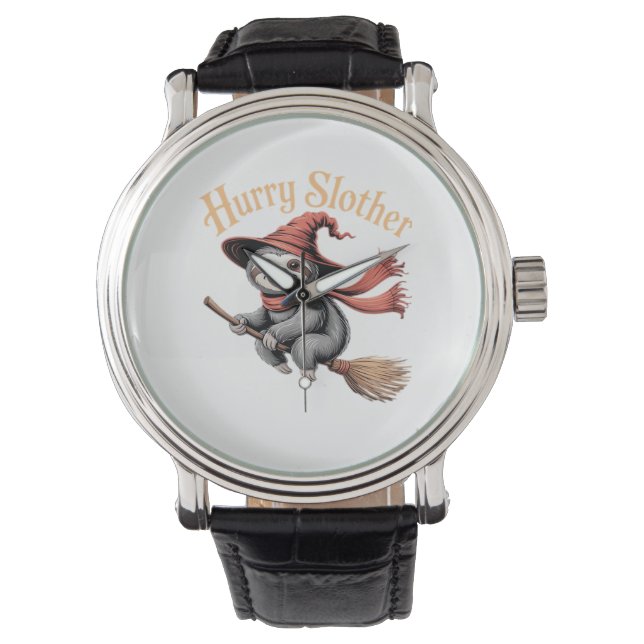 Luiaard Schattige Halloween Witch Funny Essential  Horloge (Voorkant)