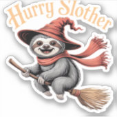 Luiaard Schattige Halloween Witch Funny Essential Sticker (Voorkant)