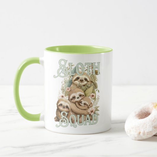 Luiaard, schattige luiaard mok (Met donut)