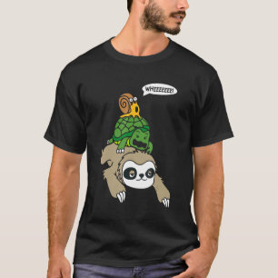 Luiaard Schildpad En Slak Rijden Grappige Dieren T-shirt