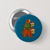 Luiaard Schildpad Slak Kerstmis Xmas Ronde Button 5,7 Cm (Voorkant /achterkant)