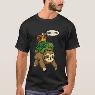 Luiaard Schildpad Slak Op De Rug Dier Rennen Wild T-shirt