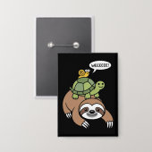 Luiaard Schildpad Slak Rugdier Dier Rent Wild Button (Voorkant / Achterkant)